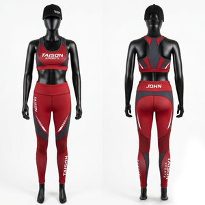 Conjunto de Leggings y Bra de BJJ de Nailon y Spandex Premium de 280 GSM, Color Verde Oliva y Negro, Panel en Contraste, Impresión por Sublimación, Logotipo Personalizado - Product Image 6