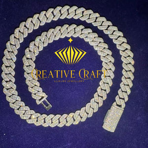 Collar de cadena cubana con moissanita brillante redonda de 12 mm, estilo hip hop, unisex, de plata de ley 925, joyería para fiestas de raperos, para amigos. - Product Image 1