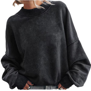 Sudadera Shewin Vintage con Lavado Enzimático para Mujer, Nueva Colección, 100% Poliéster, Estilo Casual Otoñal, Hombros Caídos, Corte Holgado - Product Image 1