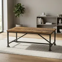 Table console industrielle en chêne massif avec pieds en métal, meubles de salon durables, style design antique