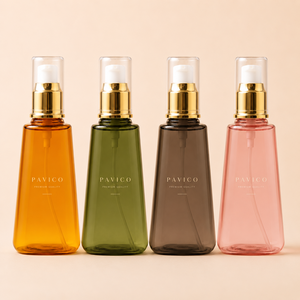 Luxury Tapered PET 100ml Amber Cosmetic Pump Bottle With Gold Pump For Serum Cleansing Oil Skincare Vietnam Factory Manufacture - Product Image 5