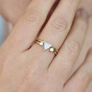 Women's 14K Gold Plated Lab Grown Triangle Cut Diamond 2.5 Carat IGI Certified Minimalist Engagement <b>Ring</b> - Product Image 5