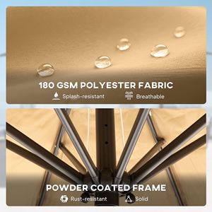 Ombrellone da Patio Hula con Tetto in Paglia da 8,5 Piedi, 2 Livelli, Stile Tropicale Hawaiano, 8 Stecche, UPF30+, Colore Kaki per Cortile - Product Image 6