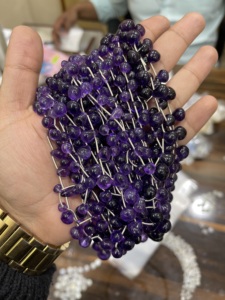 Cuentas de amatista, Cuentas de amatista en forma de gota, Cuentas de amatista lisas, Cuentas de amatista para joyería, Cuentas Plan Beads - Product Image 1