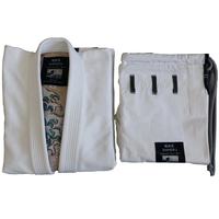 Kimono de BJJ blanc SHIMERU, coupe classique, unisexe, 100% coton, respirant, léger, 380g, vêtements d'arts martiaux, logo imprimé, cordon de serrage
