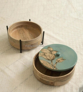 100% olla caliente de madera de mango Natural Chapati Roti Box utensilios de cocina artesanales de lujo para el hogar y restaurante Almacenamiento y contenedor de alimentos - Product Image 3