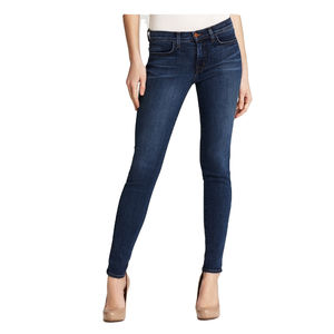 Jean en denim taille haute pour femme, coupe droite, bleu classique, en coton, style vintage décontracté, coupe ajustée, mode féminine - Product Image 5