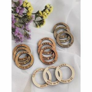 Wooden mdf handcrafted custom <b>names</b> napkin <b>ring</b> with wedding logo - events - party new custom design - Product Image 1