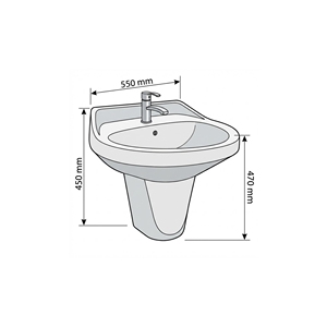 Lavabo de Pared Ecológico Oliva con Pedestal Parcial para Uso en Hospitales y Villas - Product Image 3
