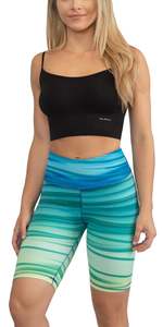 Shorts de sport pour femmes à taille basse élastique, motif floral, respirants, en spandex et polyester tricoté, coupe régulière, séchage rapide, avec cordon de serrage - Product Image 2