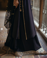 Sari en soie noire avec broderie dorée, longueur standard, tenue formelle traditionnelle pour mariage, toutes saisons, pour femmes, style Inde Pakistan