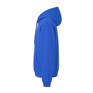 Sudadera con capucha de forro polar grueso azul real personalizada con estampado gráfico, estilo urbano oversize para adultos - Product Image 3