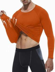 <b>Men's</b> Full Sleeve <b>Compression</b> <b>Shirt</b> Orange Spandex/Polyester Sublimation Printed Breathable Quick Dry Sport Top Rash Guard Front - Product Image 3