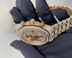 Luxe VVS Baguette Moissanite Diamant En Acier Inoxydable Chrono Iced Out Hip Hop Mécanique Automatique Montre-Bracelet Hommes Mode - Product Image 5