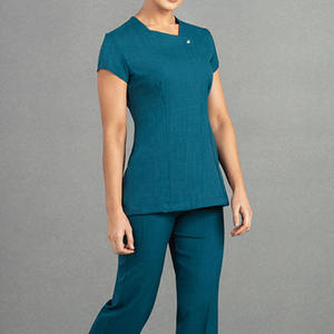 Women's Purple V-Neck Scrub <b>Top</b> Pockets Cotton Polyester Canvas Fabric Hospital Scrub Set GLOWING NEON INDUSTRY Needle Detection - Product Image 4