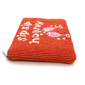 Bolso de fiesta con cuentas Sip Sip Hooray, Cartera de celebración color champán, Monedero para noche de chicas, Bolso de cuentas hecho a mano, Artesanía brillante - Product Image 4
