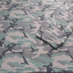 2026 <b>Men</b> Distressed Camo Thermal <b>Long</b> <b>Sleeve</b> Shirt Waffle Knit Woodland Arctic Camo Boxy Fit Grunge Streetwear Layering <b>Top</b> OEM - Product Image 5