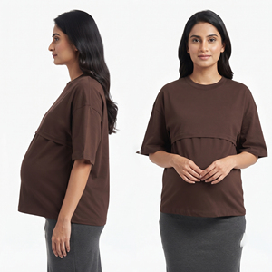 T-shirt d'allaitement ample pour femme 100 % coton, coupe décontractée, pour la maternité et l'allaitement - Product Image 1