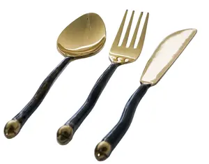 Enamel Black Finished Handle Cutlery For Restaurant Home Cafe and Canteens Wedding Catering Usage Superior Quality