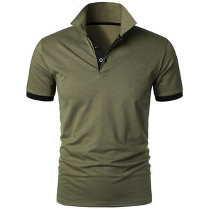 Logotipo bordado personalizado para hombre de manga corta para Polo sólido puede imprimir Golf deporte venta al por mayor tela de lona - Product Image 1