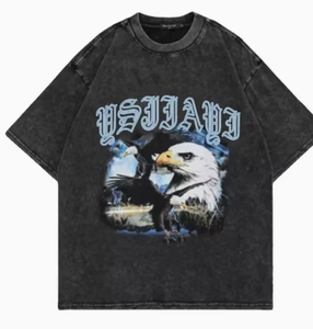 T-shirt en coton noir surdimensionné avec impression photo, style streetwear, manches courtes, col rond pour homme - Product Image 3