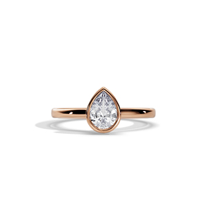Bague de fiançailles en or 10 carats avec diamant goutte d'eau, sertissage clos en forme de poire, style classique pour femme - Product Image 4