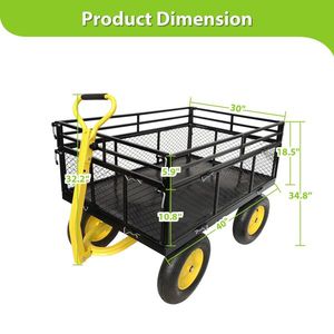 Carriola in Acciaio Rinforzato con Manico 2-in-1, Carrello da Giardino Convertibile in Metallo da 16 Pollici con Lati a Rete Rimovibili - Product Image 2