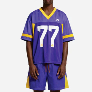 Retro Jersey American Football Custom Jersey T-shirt Men Mesh Polyester Loose Fit Boxy Cropped Football Sports T Shirt DTG Print - Product Image 5