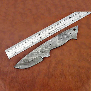 Hoja de Acero de Damasco con Punta Caída, Grosor de 0.6mm, Borde Biselado, para Cuchillo de Caza, en Blanco, Personalizable, Hoja Fija - Product Image 4