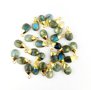 Natural Labradorite Pear Pendant Gold Plated Electroplated Charms Blue <b>Flash</b> AA Quality Labradorite Handmade Cut Pendant Charms - Product Image 2