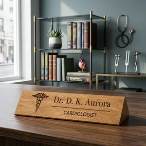 Plaque de nom de bureau en bois personnalisée, gravée sur mesure, pour médecins, professionnels, cadres, enseignants, entreprises - Product Image 4