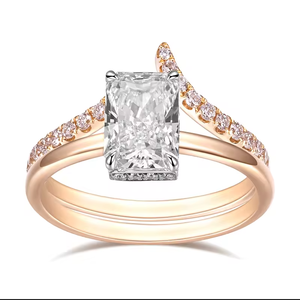 Anillo de Diamantes de Corte Asscher de Oro Sólido de 18K para Mujer, con Piedras Laterales Pavé, Certificado GIA, Joyería de Compromiso de Lujo - Product Image 3