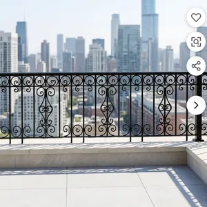 Balustrades de balcon traditionnelles en fonte avec un design orné de volutes, résistantes à la rouille, garde-corps mural - Product Image 1
