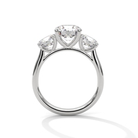 Bague à trois pierres de qualité supérieure, certifiée GRA, en or blanc 14 carats, sertie de diamants de laboratoire taille brillant, tendance pour femme