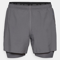 Shorts de course pour homme gris uni, double couche, écologiques, respirants, séchage rapide, taille élastique, style sportif, longueur courte