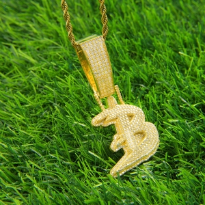 Pendentif en diamant cultivé en laboratoire, serti de pierres, lettre personnalisée, pendentif hip hop - Product Image 3