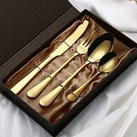 Service de Couverts de Mariage en Acier Inoxydable Doré Style Européen, Inspiré de la Procession Royale, pour Grandes Tables et Cérémonies