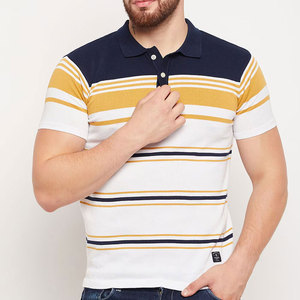 Camiseta Polo a Rayas para Hombre, Manga Corta, Algodón Tejido, Casual, Transpirable, Corte Regular - Product Image 1