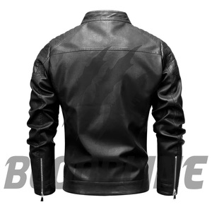 BLOODLINE Men's Black PU <b>Leather</b> Jacket Slim Fit Moto Biker Style Zipper Closure Autumn Wear - Product Image 2