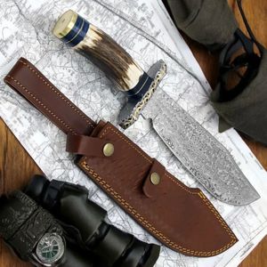 Couteaux de chasse faits à la main avec lame fixe tranchante, poignée ergonomique en bois et étui en cuir pour le camping, la randonnée et les activités de plein air - Product Image 4