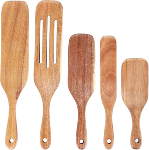 Cuillère en bois, spatule multifonction, spatule de cuisine, bâtonnet plat pour remuer, 2 pièces en gros - Product Image 4