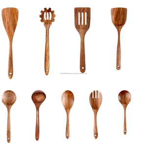 Juego de Utensilios de Cocina de Madera de Acacia de 9 Piezas Abi Overseas - Cucharas Clásicas Ecológicas para Cena y Ensalada con Grosor de 6 mm - Juego de Regalo para Bodas - Product Image 3