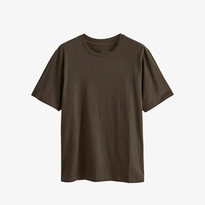 T-shirt à manches courtes pour homme, bleu marine, col rond, 100% coton jersey, coupe classique, couleur unie, tricoté, teint uni - Product Image 2