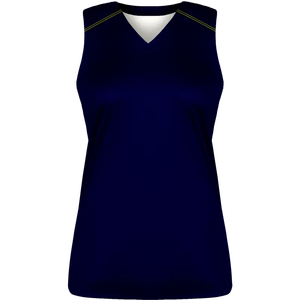 Maillot de basket sans manches bleu marine pour femme, col en V, en polyester respirant, coupe athlétique, toutes saisons, imprimé par sublimation - Product Image 4
