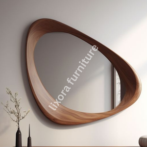<b>Irregular</b> Wooden Wall <b>Mirror</b> Minimalist Design Decorative Framed <b>Mirror</b> for Home Interior - Product Image 3