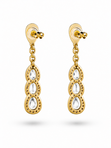 Pendientes Clásicos de Mujer Chapados en Oro de 18K, Diseño de Lágrima con Cristales de Corte Pera y Diamantes de Imitación, Joyería de Boda ELVORA GEMS - Product Image 5