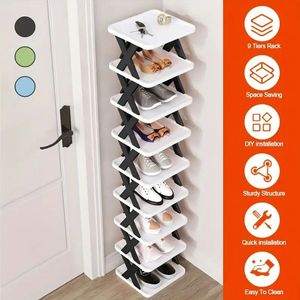 Scarpiera con ingresso stretto alto 9 strati salvaspazio scarpe impilabili in plastica verticale per armadio può contenere 9 paia di scarpe - Product Image 1