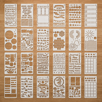 Ensemble de 24 pochoirs pour agenda, modèles réutilisables en plastique pour carnet, journal, scrapbooking, dessin DIY
