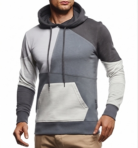 Sweat à capuche multicolore pour homme avec empiècements géométriques sur la poitrine, manches contrastées, capuche à cordon et poche kangourou - Product Image 3