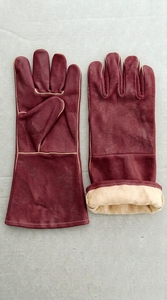 Industrial Grade Heat Resistant Protective Leather <b>Gloves</b> for Welding Work - Product Image 2